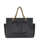 シャネル マトラッセ ココマーク チェーン ハンドバッグ トートバッグ ブラック キャビアスキン レディース CHANEL 【中古】